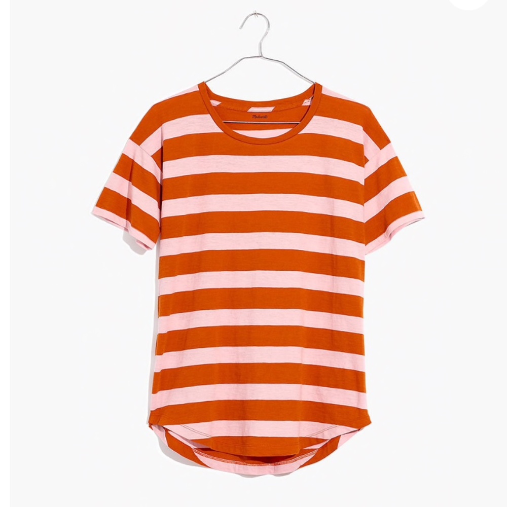 NWT Madewell Whisper Cotton Crew in Rugby Stripe - Picture 3 of 5